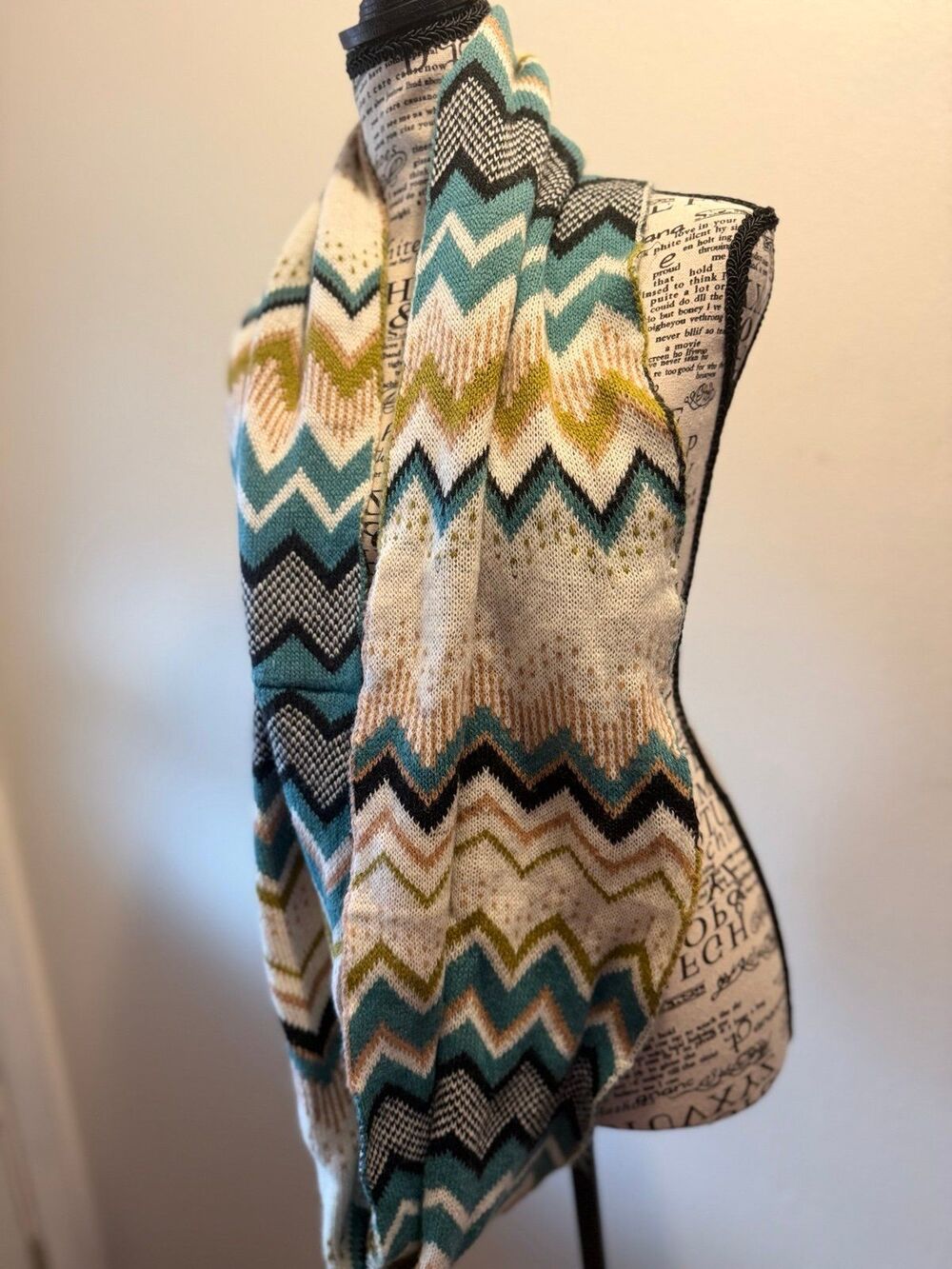 World Market Knitted Chevron Boho Southwest Infinity Scarf Multi-color